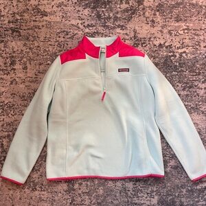 Vineyard Vines Shep Fleece Women Pullover Preppy Teal Pink Large EUC